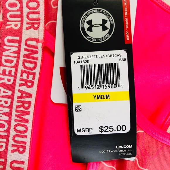 UA Heat Gear Sports Bra Girls Youth Pink Size M - Picture 3 of 6